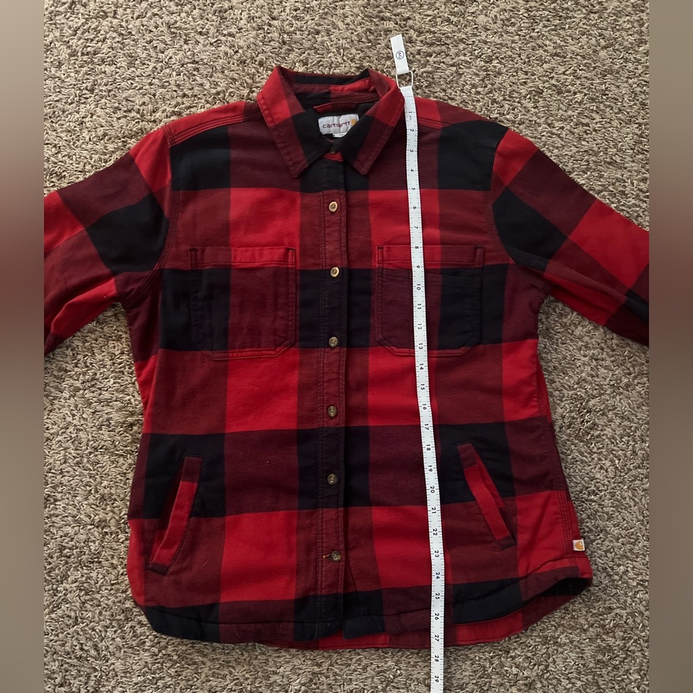 Carhartt
Women’s 
Medium 
Red/Black Plaid
Flannel Fleece lined Shirt/jacket - Picture 4 of 13